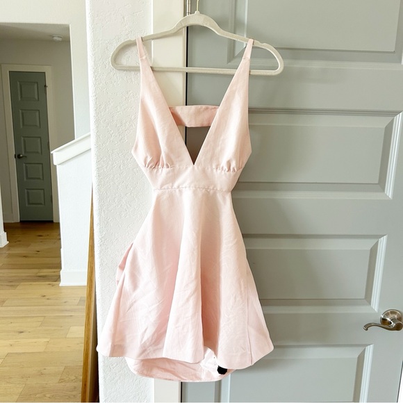 NWT LoveShackFancy Till Bow Mini Dress Pink Mist - Picture 6 of 10